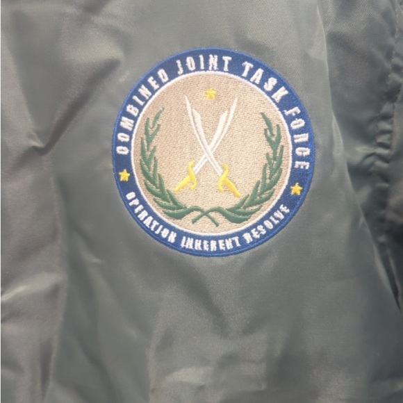 Military Green Bomber Jacket Operation Inherent Resolve Task Force Coat Men SML - Picture 8 of 9